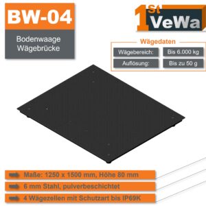 Bodenwaage BW-04 - 1250 x 1500 mm, Wägebereich bis 6000 kg