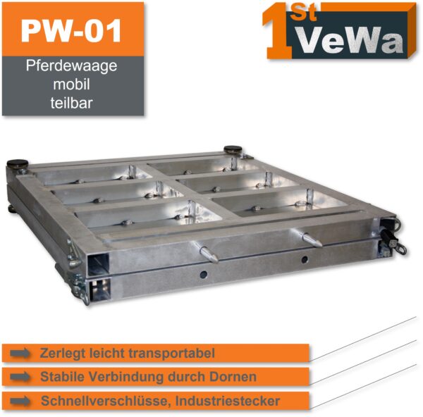 Pferdewaage PW-01 fertig für den Transport. Zusammengelegt und übereinander gestapelt.