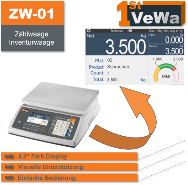 Zählwaage ZW-01 - Großdarstellung Display