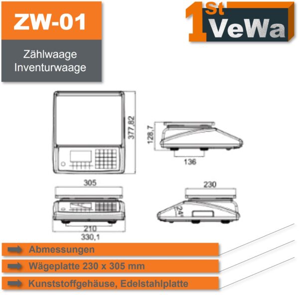 Zählwaage ZW-01 - Abmessungen